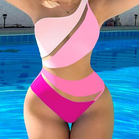 Sexy One Piece Bathing Suits One Shoulder Swimsuits - Picture 6 of 6